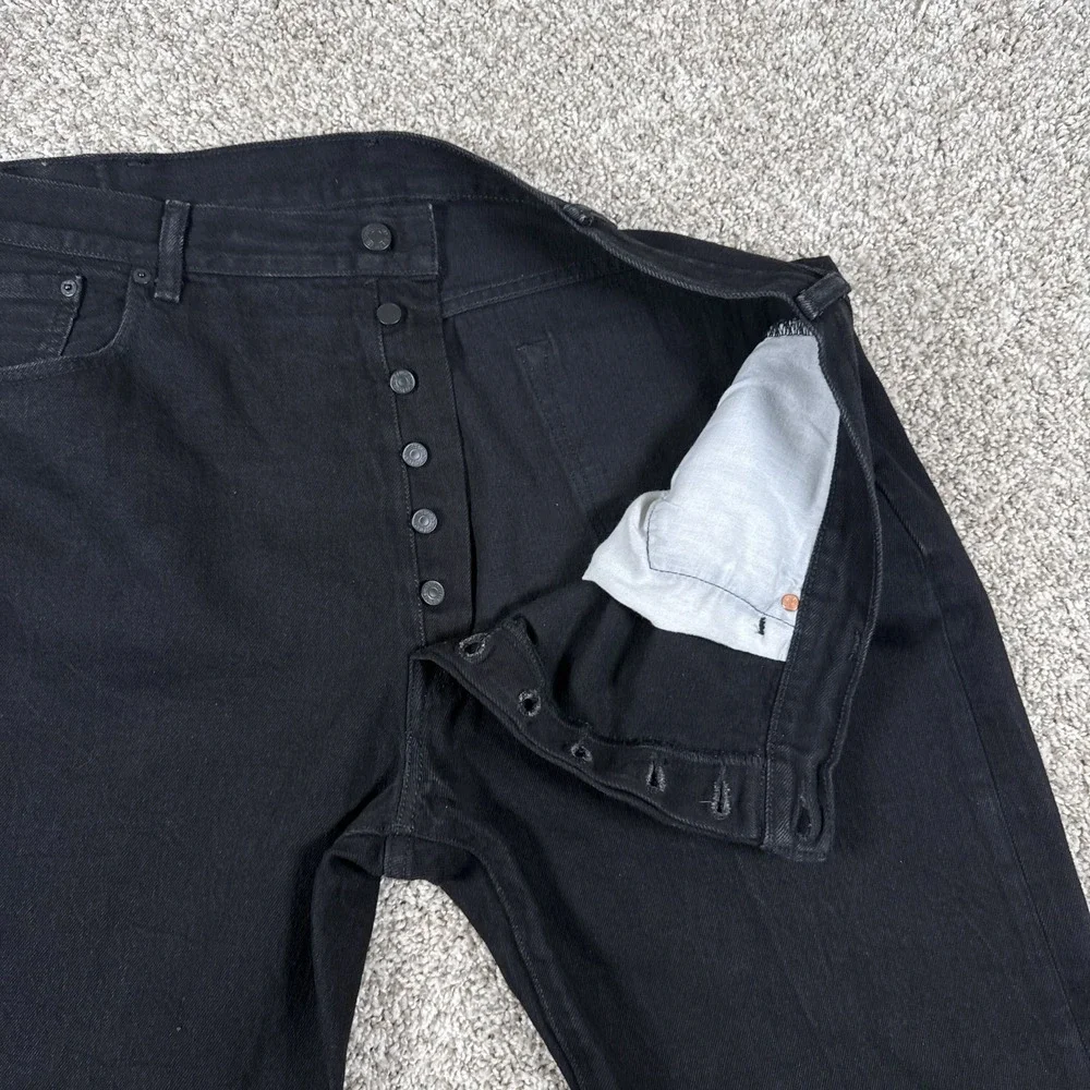 Levis Jeans Mens 42x32 Black 501XX Button Fly Straight Leg‎ Denim